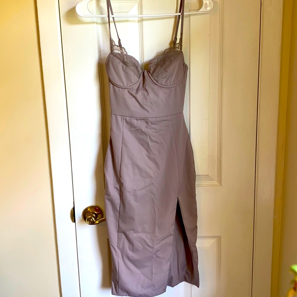 Oh Polly Lilac Purple Fitted Women’s Midi Dress.